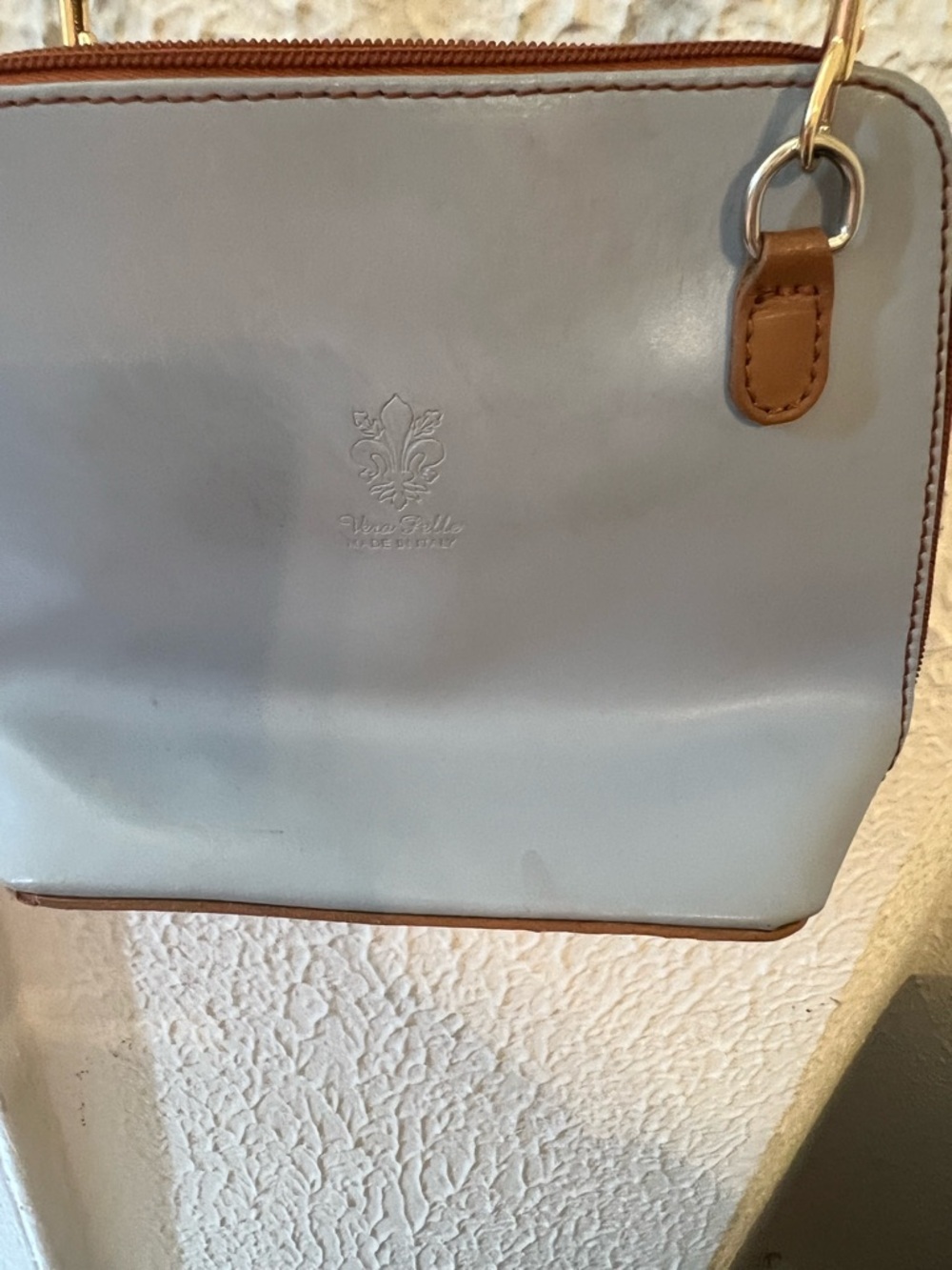 Vera Bradley Light Blue Shoulder Bag with Tan Trim